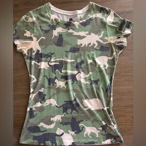 Camo Cat Print T-Shirt